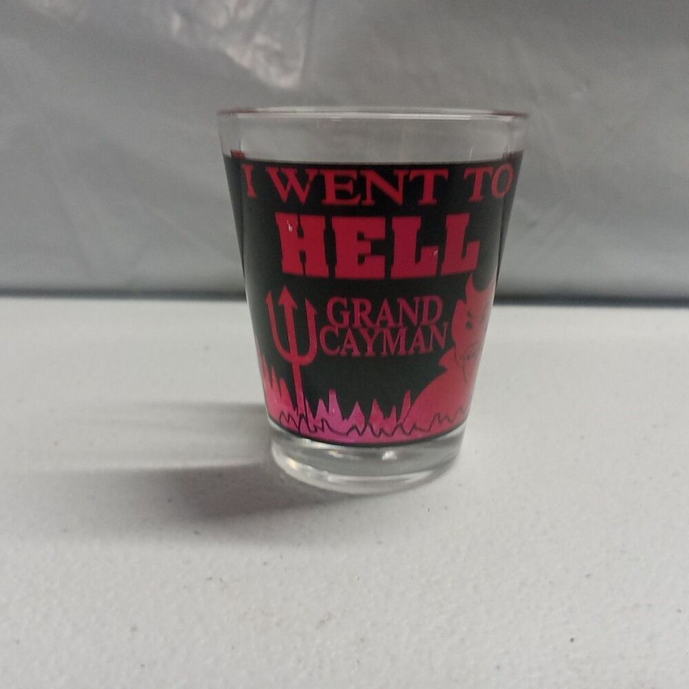 Vintage Shot Glass I Went To Hell Grand Cayman Vacation Travel Souvenir 1990s